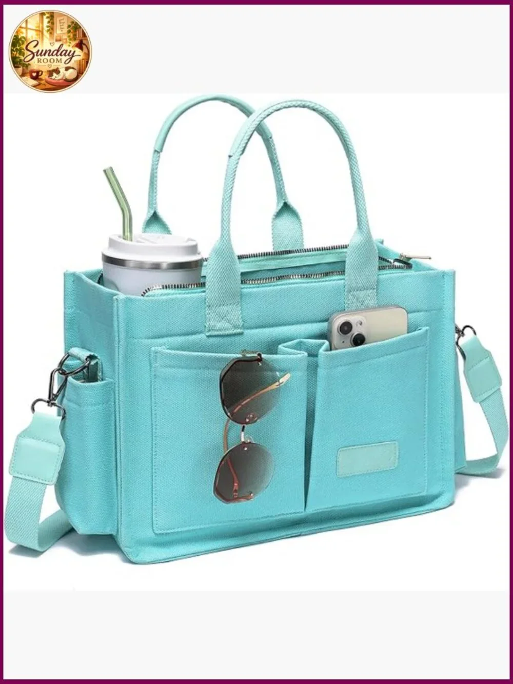 Large Canvas Tote Bag for Women, Work Laptop Bag, Crossbody, Travel Handbag